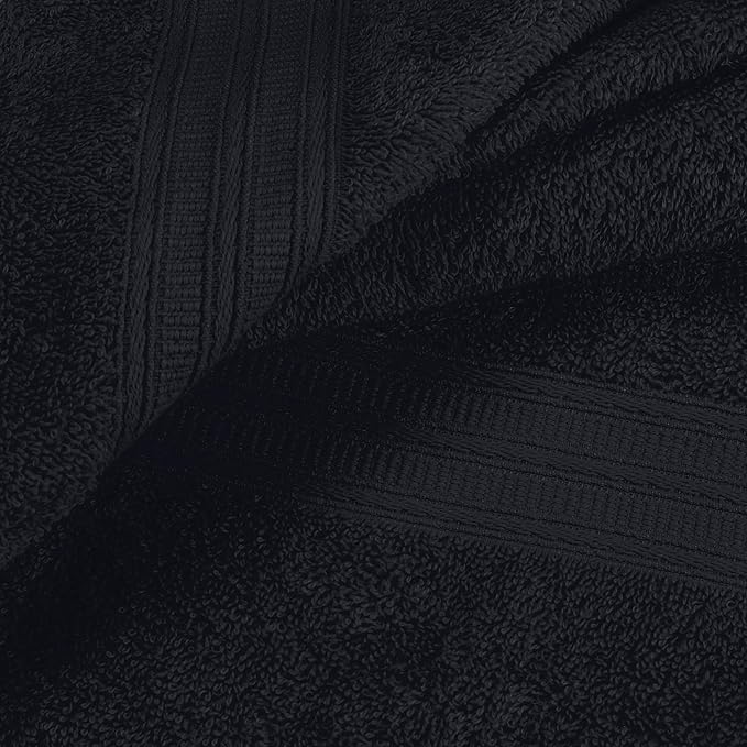 BOUTIQUO Ultra Soft Cotton 6 -Piece Hand Towel Set 16x24 Inch, Ideal for use in Bathroom, Kitchen, Gym, Spa & General Cleaning, Compact & Lightweight Multi Purpose Hand Towels - Black