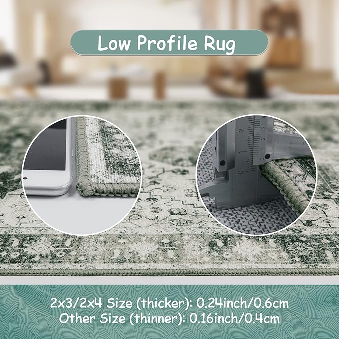 Moynesa Ultra-Thin Washable Gray Hallway Runner Rug - 2'6"x8, Non Slip Non Shedding Pet Friendly Kitchen Bathroom Carpet for Coffee Bar Vanity Entryway