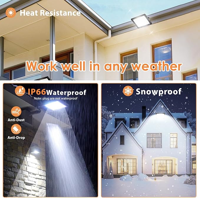 50W LED Flood Light Outdoor 6500K Daylight White,7000LM Super Brighter LED Work Light,IP66 Waterproof Security Light with Switch and Plug for Garage, Garden, Yard, Stadium 2Pack