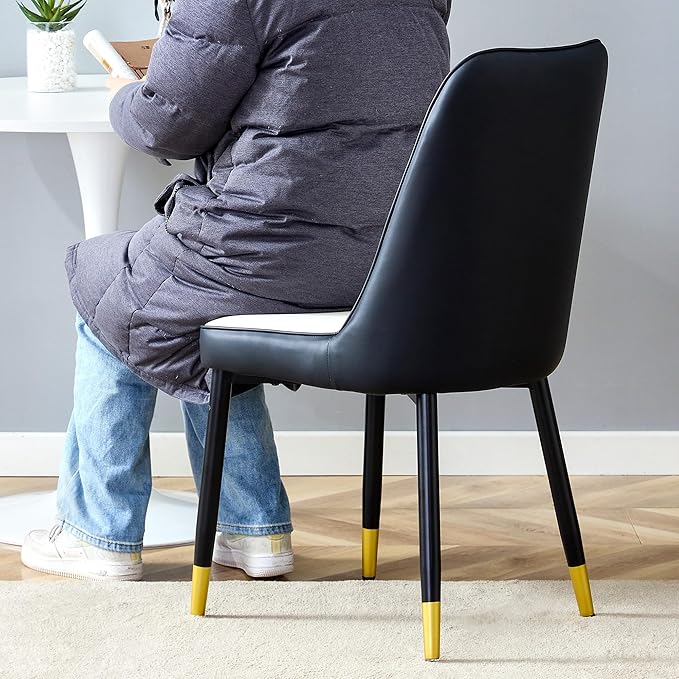 Dining Chairs Set of 4，Modern Dining Chairs, Equipped with PU Leather Backrest Cushions and Metal Legs, Suitable for Restaurants, Kitchens, and Dining Room Chairs