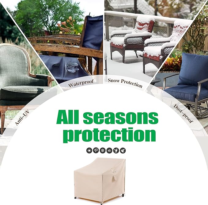 F&J Outdoors Waterproof Anti-UV Fade Resistant Patio Adirondack Lounge Chair Covers, 33" W x 36" D x 36" H