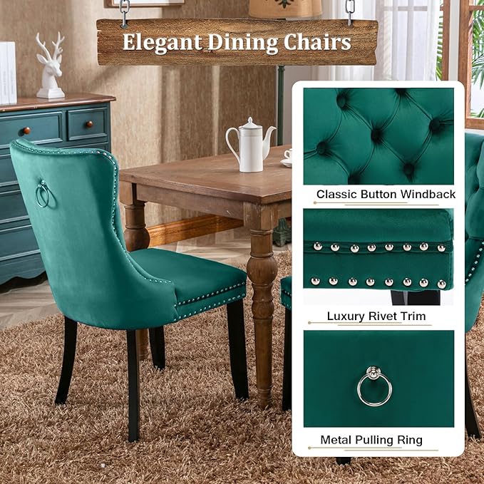 Goujxcy 5-Piece Extendable Dining Table Set for 4, 63-78 Inch Faux Travetine Kitchen Table Set with 4 Green Upholstered Chairs Modern Wood Expandable Dining Room Table Set for Kitchen Apartment