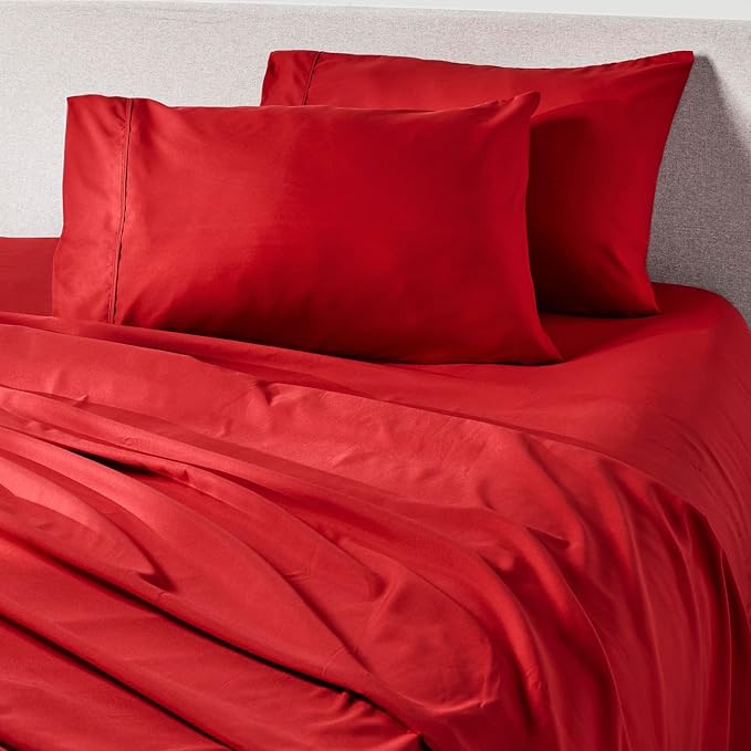 PeachSkinSheets Red Velvet Sheet Set - 1500tc Level of Softness - Extra Soft Cooling Sheets for Hot Sleepers and Night Sweats - Split King Size (2 XL Fitted)
