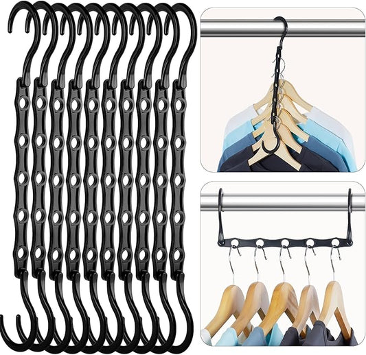 HOUSE DAY Space Saving Hangers Black, 16 Pack, Smart Closet Organizer Space Saver, Sturdy Plastic Clothes Hangers for All Types of Clothes, Closet Organizers and Storage, College Dorm Room Essentials