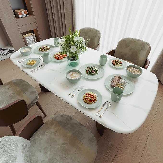 Yoshy Bone China Dinnerware with Lightweight Durable Chip Resistant Design Service for 4 (16 Piece - Service for 4, Willowmist)