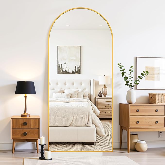 Floor Mirror, 71"×32" Full Length Mirror with Stand for Bedroom Living Room, Gold
