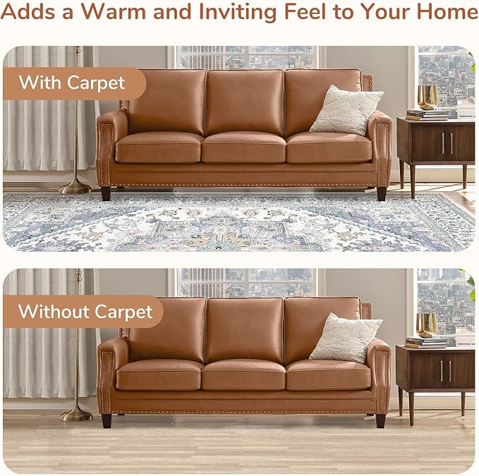 OPPODREAM Thin Area Rugs 4x6, Low-Pile Washable Rugs 4x6 with Non Slip Backing, Faux Cashmere 4 x 6 Throw Carpet, Purple & Green & Cream