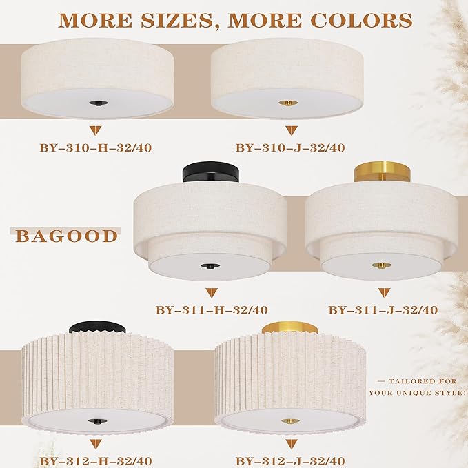 3 Light Semi Flush Mount Ceiling Light Fixture 15.7 Inch Modern Black Drum Ceiling Light Fixture with 2-Layer Fabric Shade Dimmable Close to Ceiling Light for Living Room Hallway Bedroom Entryway