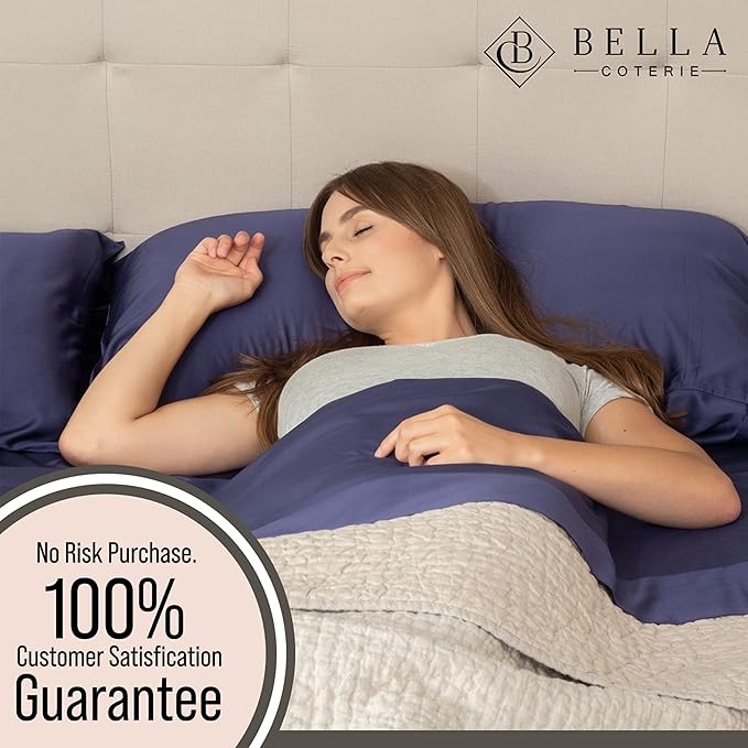 Bella Coterie Luxury Bamboo Viscose Full Size Sheet Set | 100% Organically Grown | Ultra Soft | Cooling for Hot Sleepers | 18" Deep Pocket [Twilight Blue]