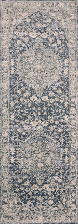 Loloi Teagan Collection TEA-01 Denim/Mist 3'-4" x 5'-7" Accent Rug, Large, Soft Neutral Rug, High-Traffic for Living Room, Bedroom, Home Office, Dining Area
