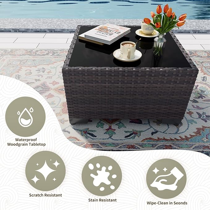 Gotland 12 Pieces Patio Furniture Set with Swivel Chair, PE Rattan Outdoor Furniture with 29.5'' High Backrest 4’’ Thick Cushions Coffee Table, Patio Set for Porch, Deck, Backyard, Red