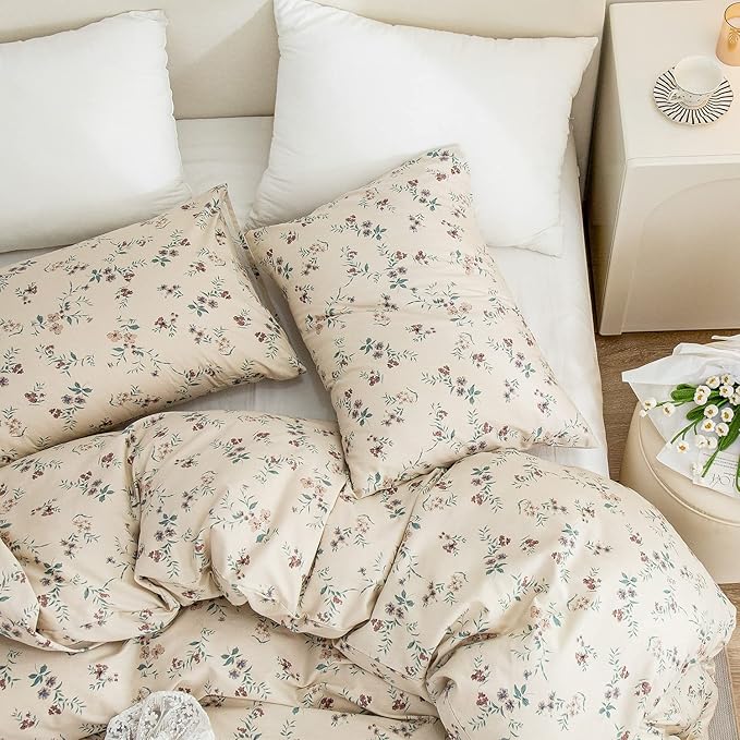 Floral Comforter Set Twin 2 Pieces Soft Chic Vintage Flowers Bedding Comforter Lightweight Garden Style Floral Botanical Flower Comforter Set for All Seasons and 1 Pillowcases (Floral, Twin)