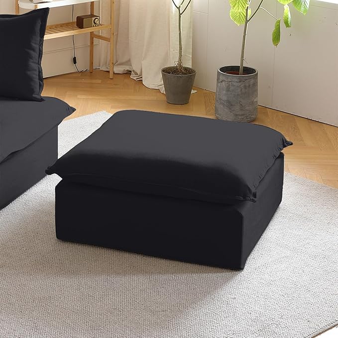 WJShome Modern Ottoman, Modular Sectional Sofa, Minimalist Wide Deep Seat Couches for Living Room Apartment Lounge Bedroom (Black)