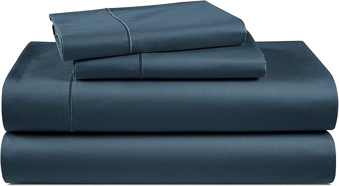 LANE LINEN 100% Egyptian Cotton Full Size Sheets, Soft & Comfy Sateen Weave No Pill Mercerized Cotton Cooling Sheets Full Size, Fully Elasticized Reinforced Seam Full Bedding Set – Dark Denim