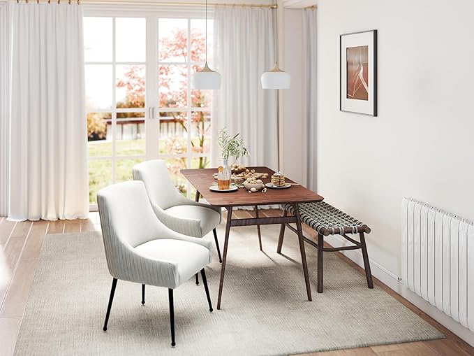 Velvet Dining Chairs Set of 4,Beige Upholstered Living Room Chairs with Black Metal Legs, Modern Tufted Accent Chairs for Living Room, Study Room, Kitchen