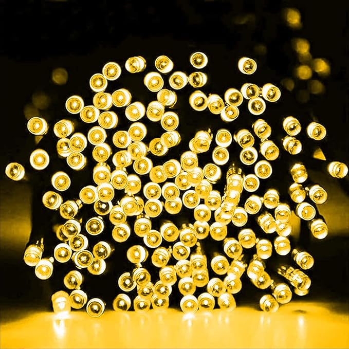 Dazzle Bright Christmas String Lights, 3 Pack Total 198FT 600LED Connectable Green Wire 8 Modes String Lights, Waterproof Christmas Light for Indoor Outdoor Patio Party Wedding Decorations, Warm White