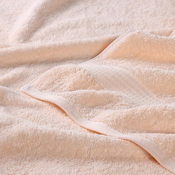 Superior Heritage Egyptian Cotton Bath Towel Set, Large Body Towels for Home Bathroom, Master, Guest Bath Decor, Plush, Absorbent Basics, Spa, Hotel, Resort, Luxury Essentials, Set of 4, Peach