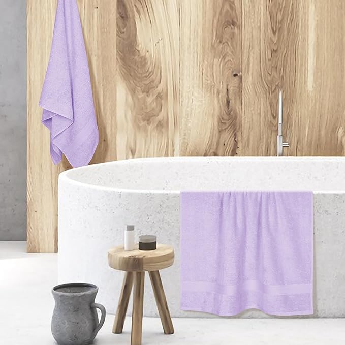 BOUTIQUO Cotton 2 Pack Oversized Bath Towel Set, Large Bath Towels 27x54, Ultra Soft, Absorbent, Compact, Quick Drying and Lightweight, Eco-Friendly and 100% Recyclable Towel Set - Purple