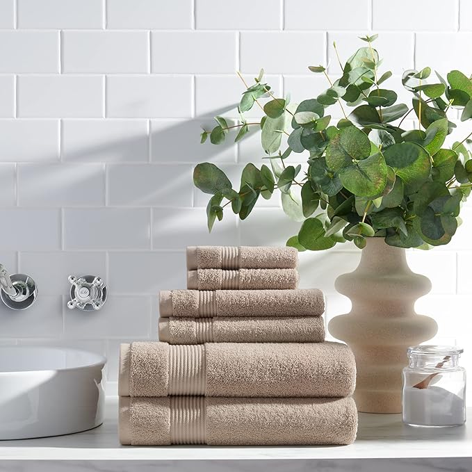 Arkwright Bath Towels Set of 4 - Super Soft 100% Cotton, 600 GSM Quick Dry & Absorbent, Luxury Bathroom Essentials for Hotels, Spa, Hosts, and Vacation Rentals, Latte Beige