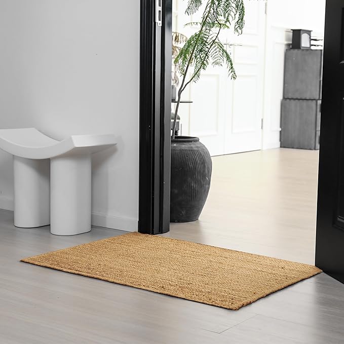Jute Rug 2x3 Natural Farmhouse Entryway Rug, Door mat & Kitchen Mat with Non‑Slip Backing, Indoor Door Mat for High‑Traffic Areas – Earthy 2x3 Rug for Entryway & Kitchen Decor