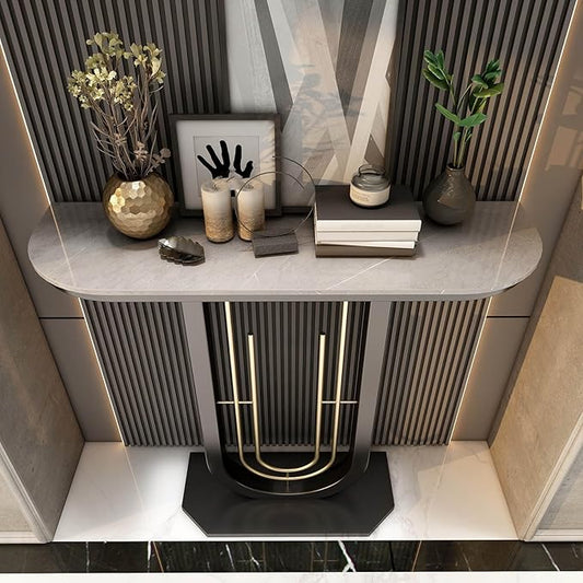 Console Table for Entryway Hall, Against Wall Hotel Long Porch table,stone top recibidor de entrada casa,Entry Home Wall Art Strip Table,for Living Room(B,47.2*11.8*31.5in/120*30*80cm)