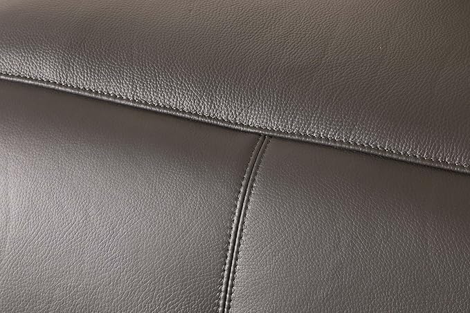 Blackjack Furniture Venice Top Grain Italian Leather Power Recliner Chair with Adjustable Headrest Modern Luxury Seating for Living Room Lounge, Dark Grey
