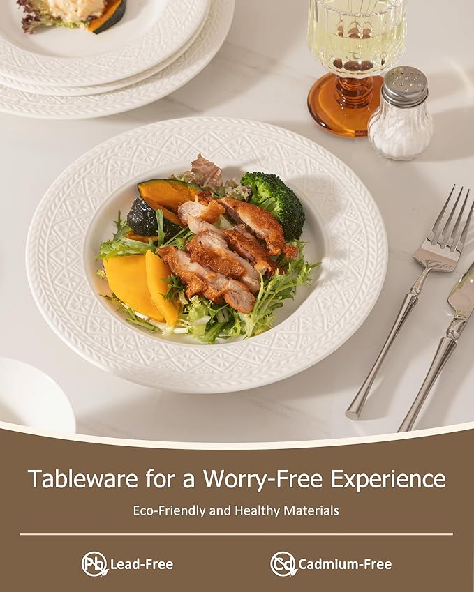Dinnerware sets plates and bowls sets modern plates,Handmade Reactive Glaze Stoneware Plates and Bowls Sets,Highly Scratch Resistant Dishwasher & Microwave Safe Dishes Set (style - 3, 4 - Set (12pcs))