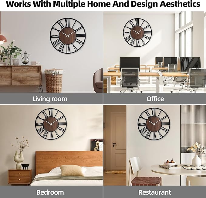 32 Inch Large Metal Wall Clock with Voice and Light Sensor Night Light, Glow in The Dark Non-Ticking Silent Battery Operated Decorative Oversized Wall Clock for Bedroom Living Room Decor