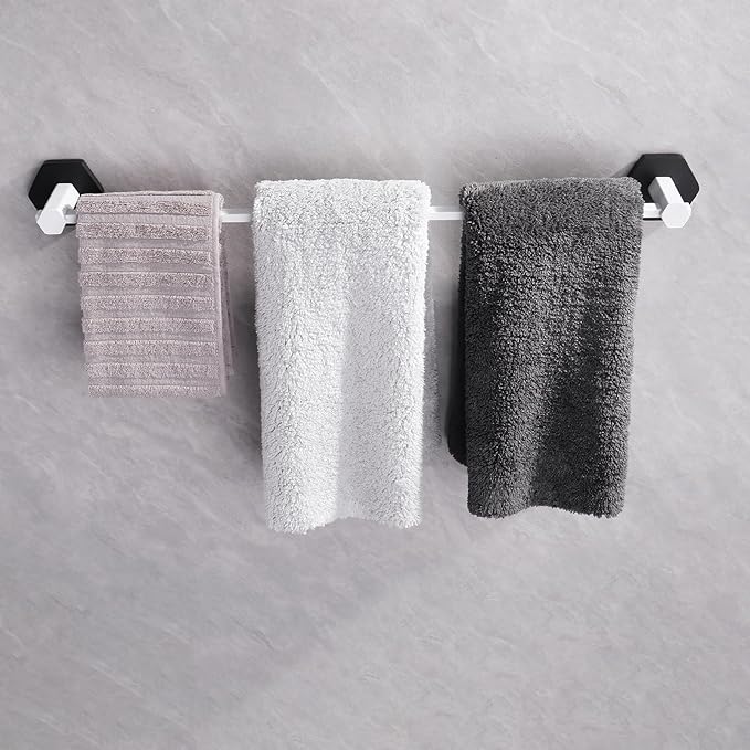 GERZWY 24 Inch Towel Bar Bathroom Hand Towel Holder SUS 304 Stainless Steel Wall Mount, White & Black