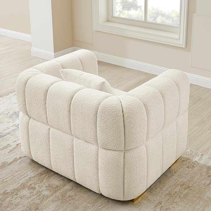 VANOMi 90.94”Cloud Sofa Couch, Modern Deep Seat Boucle Sofa, Oversized Upholstered 3-Seater Comfy Couch Loveseat for Living Room, Bedroom, Office, Apartment, White (1 Piece)