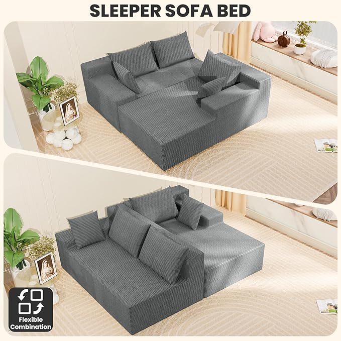 LEVELEVE 107" Cloud Sectional Couch with Deep Seat，Modern Modular Sofa with L-Shape Chaise，No Assembly Required, Upholstered Couches for Living Room Bedroom(Light Gery,Right Facing Chaise)