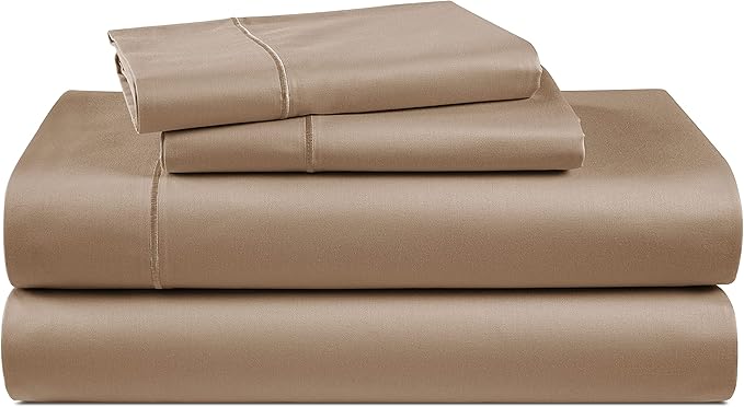 LANE LINEN Luxury 100% Egyptian Cotton Sheets Cal King Sheet Set, Eo Friendly Oeko-Tex Certified No Pill Fade Resistant Fully Elasticized Machine Washable Cooling Bed Sheet -Taupe
