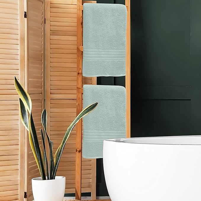 BOUTIQUO 100% Cotton 2 Pack Bath Towel Set 28x55, Eco-Friendly Large Bath Towels, Compact Quickdry Lightweight Soft & Highly Absorbent Bath Towel, Ideal for Everyday Gym Travel Camp Pool - Sea Green