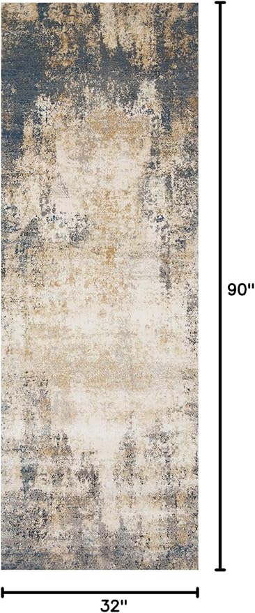 Loloi Teagan Collection TEA-08 Ivory/Mist 2'-8" x 7'-6" Runner Rug, Large, Soft Neutral Rug, High-Traffic for Living Room, Bedroom, Home Office, Dining Area