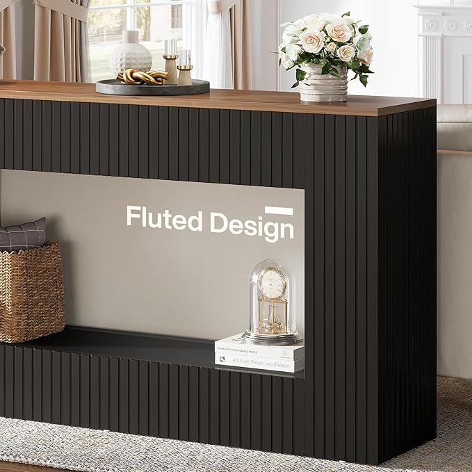 Tribesigns Modern Console Table, 55-Inch Wood Entryway Table with Storage, Narrow Long Sofa Table Behind Couch Table for Living Room, Foyer, Hallway, Black