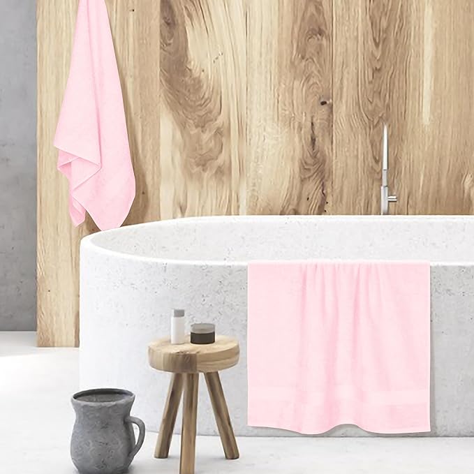 BOUTIQUO Cotton 2 Pack Oversized Bath Towel Set, Large Bath Towels 27x54, Ultra Soft, Absorbent, Compact, Quick Drying and Lightweight, Eco-Friendly and 100% Recyclable Towel Set - Pink
