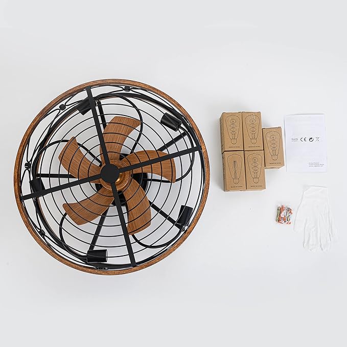 TIFEROR 24 Inch Low Profile Ceiling Fan with Light, Remote Control and 3-Speed Adjustment – Enjoy a Cool Breeze and Customize Your Comfort, Matte Black (5 E26 Bulb Include)