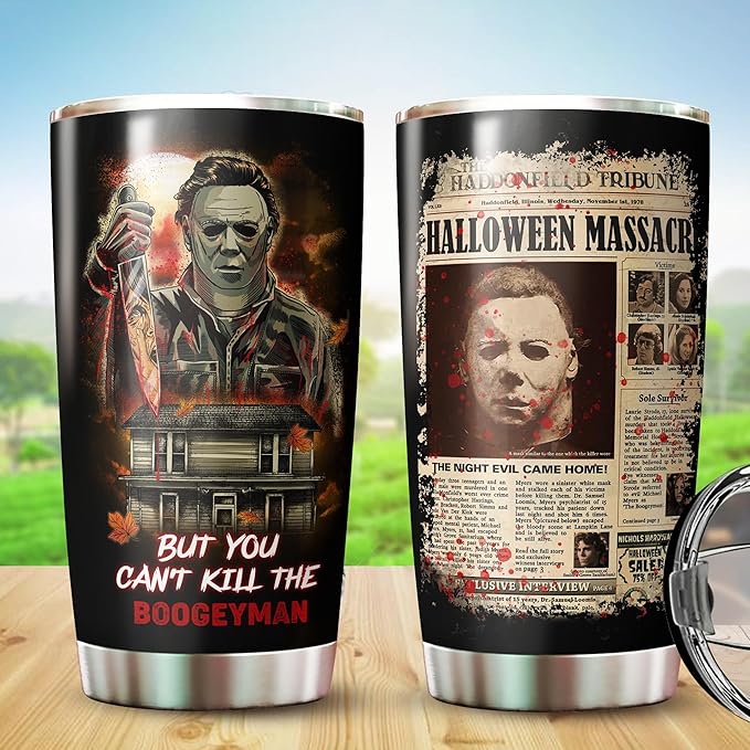 MARSANA Horror Tumbler - 20oz Stainless Steel Halloween Cup - Horror Mug - Gift for Adults