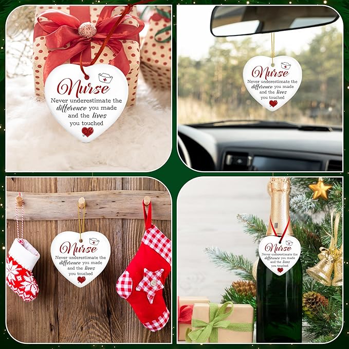 GEEMBI Christmas Nurse Gifts for Women - Ceramic Christmas Ornaments 2025 for Tree Decorations - RN LPN Appreciation Thank You Gifts for Nurses Female, Nurse Gift, Inspirational Gift for Nurses Female