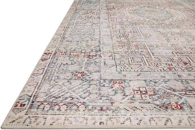 Loloi Chris Loves Julia Jules Collection JUL-07 Natural/Ocean 2'-0'' x 5'-0'', .13" Pile Height, Accent Rug