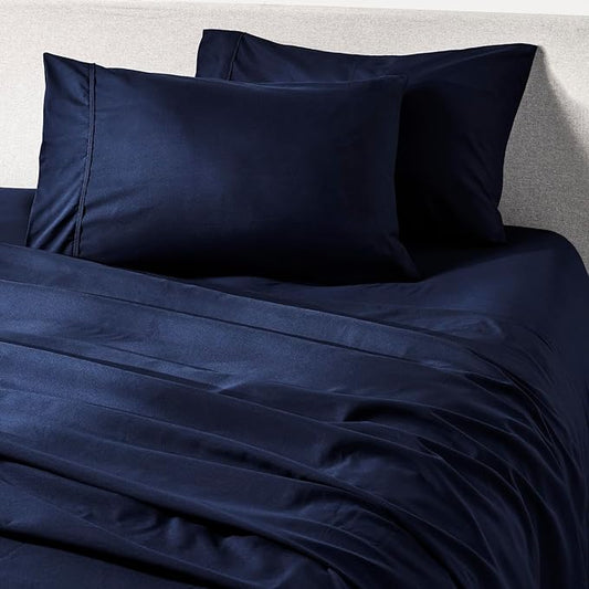 PeachSkinSheets Mariner Blue Sheet Set - 1500tc Level of Softness - Extra Soft Cooling Sheets for Hot Sleepers and Night Sweats - XL Twin Size