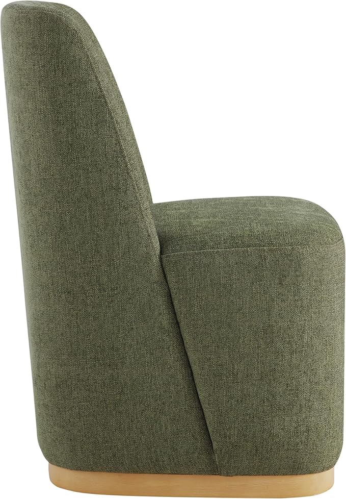 CHITA Upholstered Rolling Dining Chair on Casters Set of 4, FSC Certified Modern Fabric Dining Chair with Casters, Boucle Dining Chairs for Reading Room Kitchen Dining Room, Moss Green