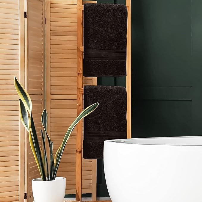 BOUTIQUO Cotton 2 Pack Bath Towel Set 28x55, Eco-Friendly Large Bath Towels, Compact Quickdry Lightweight Soft & Highly Absorbent Bath Towel, Ideal for Everyday Gym Travel Camp Pool - Chocolate Brown