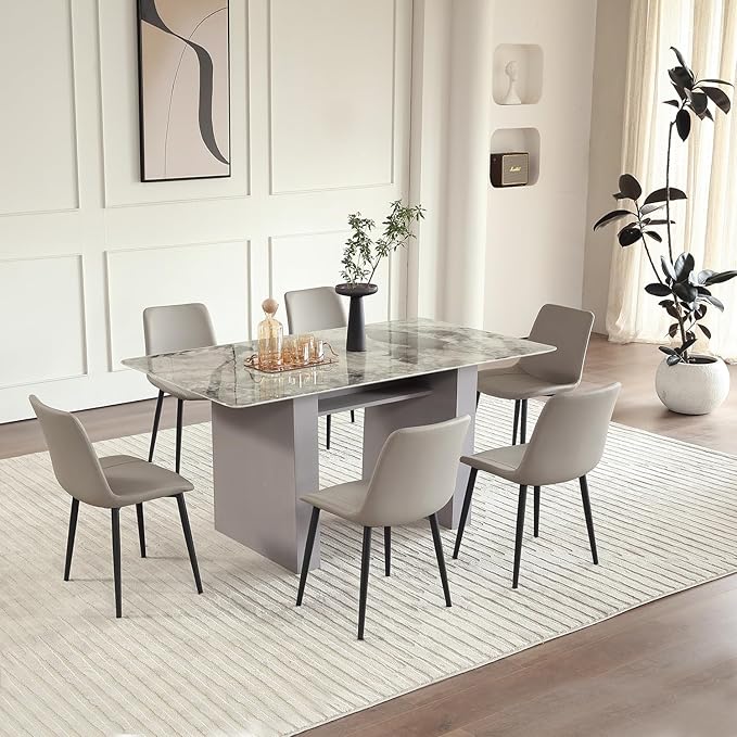 Leather Dining Chairs Set of 4, Mid Century Modern Faux Leather Kitchen & Dining Room Chairs, Comfortable Dinner Chair Kitchen Chairs for Restaurant Living Room, Cafe, Home (4, Young Colt)