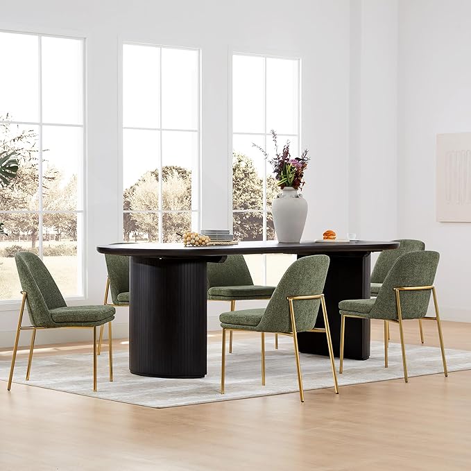 CHITA Modern Dining Chairs Set of 3, FSC Certified Metal Dining Chair for Dining Room, Moss Green