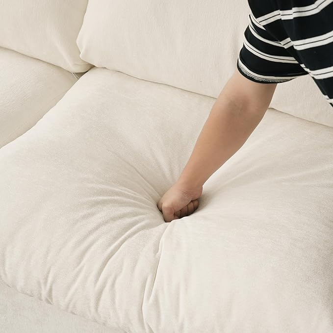 JACH 134" Sectional Couches for Living Room, 4-Seater Convertible Modular Sofa, Cloud Sectional Couch, Sofa Covers Washable, Minimalist Modern Couch for Living Room, Apartment, Beige