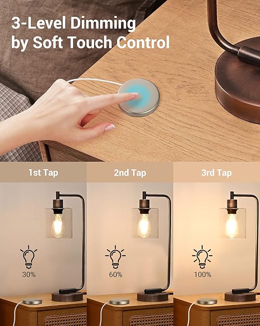 DEWENWILS Touch Dimmer Switch, Touch Pad Control with 3 Levels of Dimming, Dimmable LED/CFL Lights, and Incandescent Bulbs, Extension Cord, ETL Listed, White