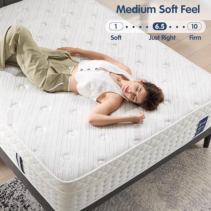 12 Inch Twin XL Mattress, Plush Hybrid Mattresses with Gel Memory Foam in a Box, Individual Pocket Springs for Pressure Relief & Motion Isolation, CertiPUR-US Certified,100-Night Trial