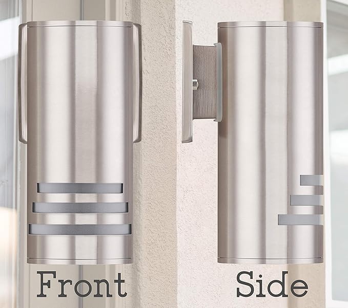 Cerdeco Modern Porch Light Outdoor Wall Lamp Cylinder Wall Sconce Suitable for Garden & Patio Satin Nickel Finished[ UL-Listed ]