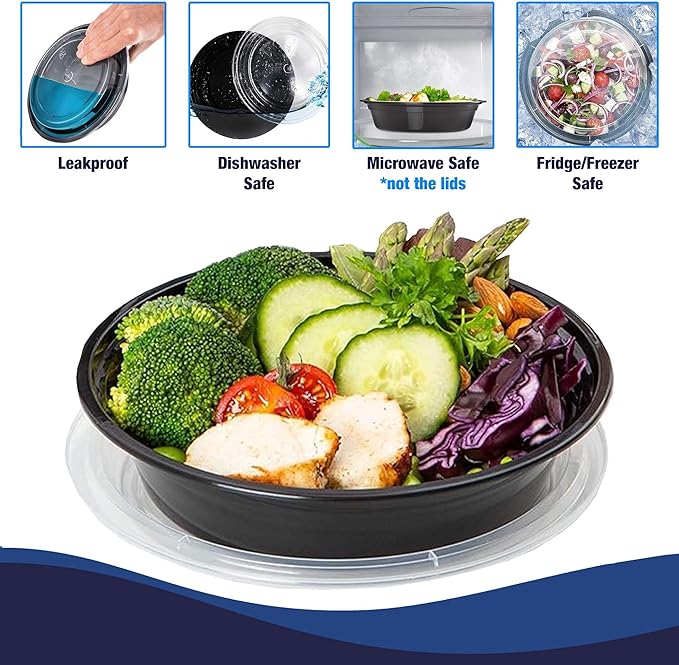 Ruthy's Outlet Meal Prep Containers with Lids, Food container bowl - BPA-Free, Stackable, Freezer & Dishwasher Safe, Reusable Food Storage for Lunch & Portion Control (16 oz - 50 Pack)